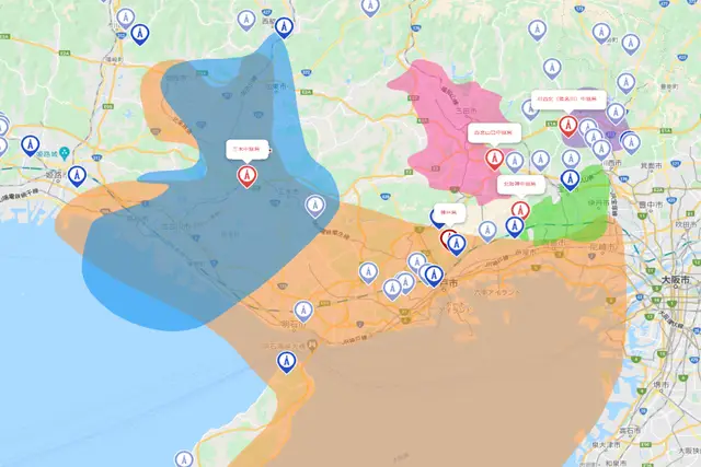 兵庫県 アンテナ工事 電波塔位置