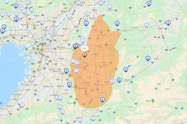 奈良県 アンテナ工事 電波塔位置