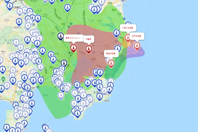 千葉県 アンテナ工事 電波塔位置