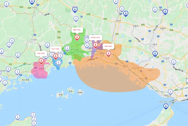 兵庫県 アンテナ工事 電波塔位置