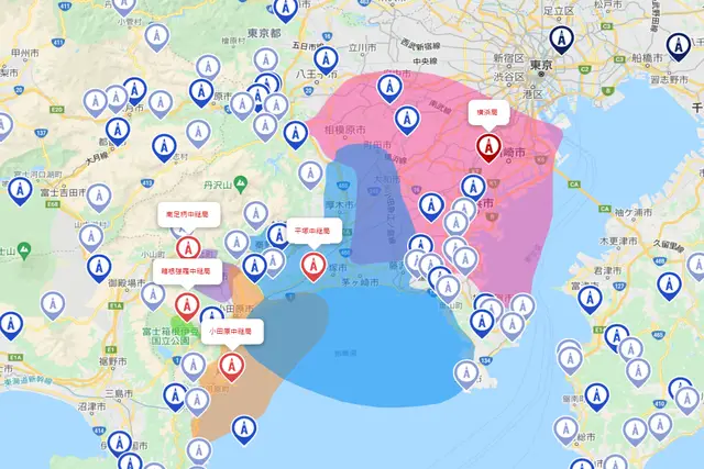 神奈川県 アンテナ工事 電波塔位置