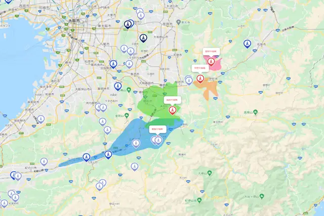 奈良県 アンテナ工事 電波塔位置