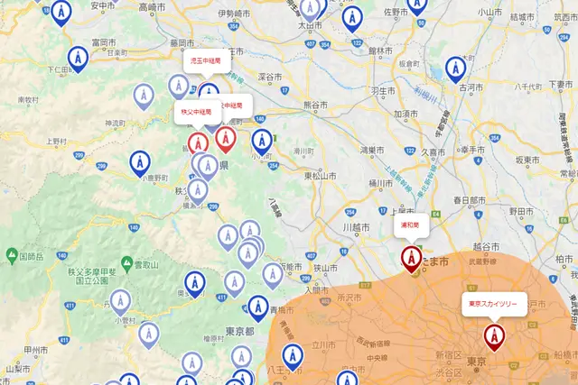 埼玉県 アンテナ工事 電波塔位置