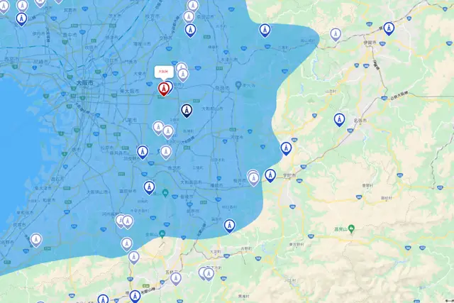 奈良県 アンテナ工事 電波塔位置