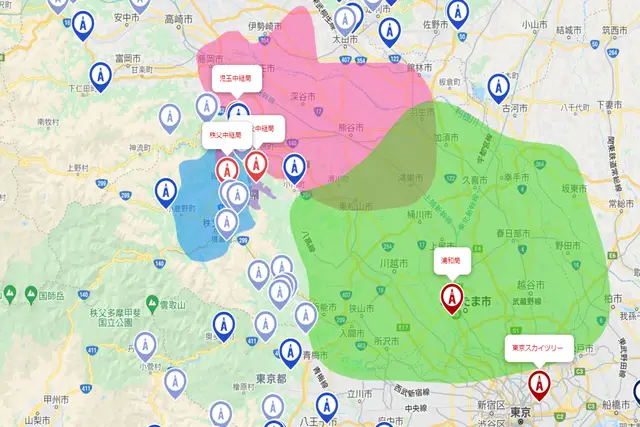 埼玉県 アンテナ工事 電波塔位置